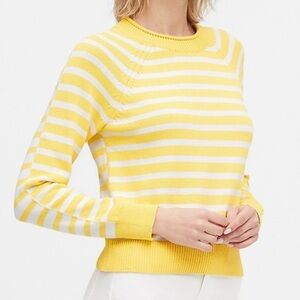 Banana Republic‎ Stripe Cotton Blend Crop Sweater White Yellow Size XL